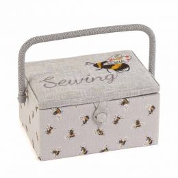 Sewing Box (M): Embroidered Lid: Bees: Sewing Bee