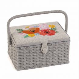 Sewing Box (M): Embroidered Lid: Wildflowers