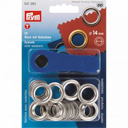 Eyelets With Washer & Tool | 14mm Silver