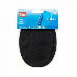 Patches - Sew On - Faux Nappa Leather | Oval 9x13.5cm | Black