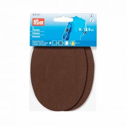 Patches - Sew On - Faux Nappa Leather | Oval 9x13.5cm | Dark Brown