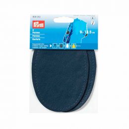 Patches - Sew On - Faux Nappa Leather | Oval 9x13.5cm | Dark Blue