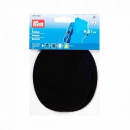 Patches - Sew On - Sueded Leather | Oval 9x11cm | Black