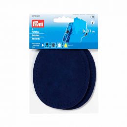 Patches - Sew On - Sueded Leather | Oval 9x11cm | Navy Blue