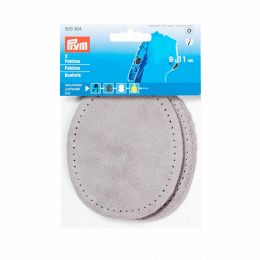 Patches - Sew On - Sueded Leather | Oval 9x11cm | Grey