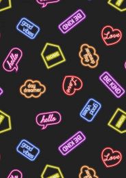 Small Things Glow Fabric | Neon Signs Black
