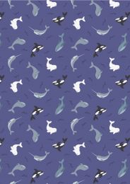 Small Things Polar Animals Fabric | Whales Indigo 