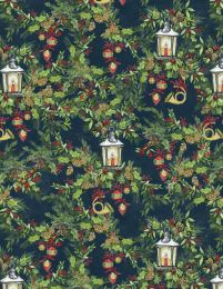 Winter Hollow Fabric | Greenery Navy