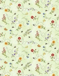 Gnome & Garden Fabric | Flower Toss Green