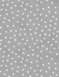 Purrfect Partners Fabric | Paw Prints Grey