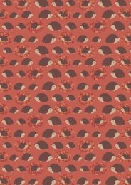 Under The Oak Tree Fabric | Hedgehog Family Burnt Orange