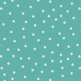 Little Matryoshka Fabric | Daisy Dot Turquoise