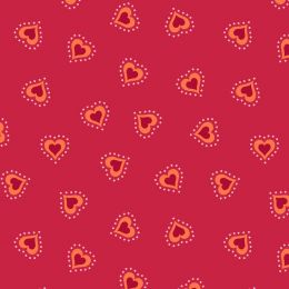 Little Matryoshka Fabric | Hearts Red
