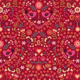 Little Matryoshka Fabric | Little Birds Red