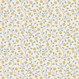 Wintertide Fabric | Flowers Cream - Gold Metallic