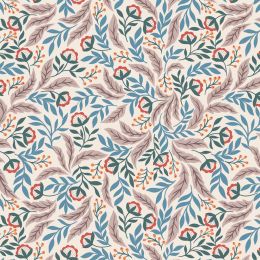 Wintertide Fabric | Leaves Cream - Copper Metallic