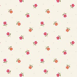 Hibiscus Hummingbird Fabric | Little Flower Dot Cream