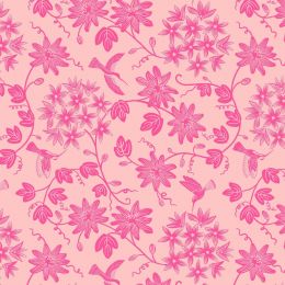 Hibiscus Hummingbird Fabric | Hummingbird Mono Pink