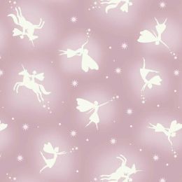 Glow Fairies Lewis & Irene Fabric | Fairies Soft Pink