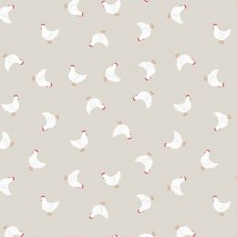 Country Life Fabric | Little Hens Dark Cream