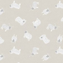 Country Life Fabric | Sheep Dark Cream