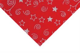 Design Felt 45cm x 1m | Glitter Stars & Swirls Red