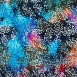 Canvas Fabric Batik | Leaf Outline Rich Blue