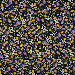 Daisy Delight Cotton Fabric | Black