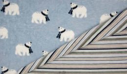 Double Sided Supersoft Fleece | Polar Bear - Stripe Mint