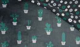 Double Sided Supersoft Fleece | Cactus - Flower Green Taupe