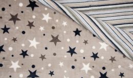 Double Sided Supersoft Fleece | Stars - Stripes Taupe