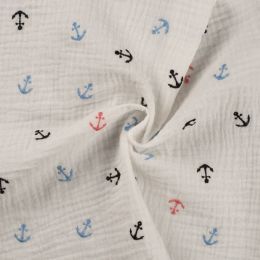 Double Gauze Baby Cloth | Embroidered Anchors