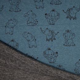 Luxury Sweatshirt Fabric | Blue Melange Elephant