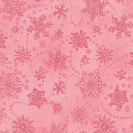 Cat-I-Tude Christmas Fabric | Snowflake Spree Rose