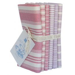 Tea Towel Tilda Fabric | Fat Quarter Bundle Red / Plum