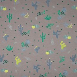 Jersey Cotton Fabric | Desert Flora Grey
