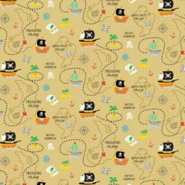 Walk the Plank Fabric | Map Beige