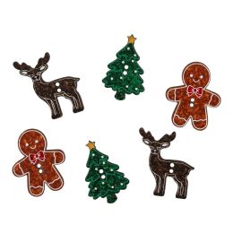 Christmas Buttons, Assorted Festive Collection, 8pcs