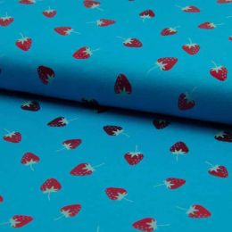 Jersey Cotton Metallic | Foil Strawberry Turquoise