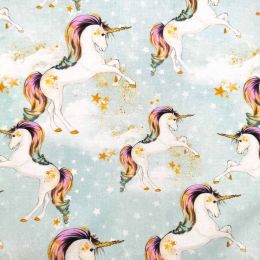 Rainbow Unicorn Metallic | Celestial Clouds Blue