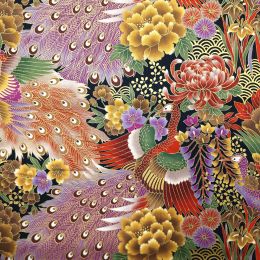 Japanese Tateba Fabric | Peacock Metallic