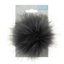 Luxury Faux Fur Pom Poms | Grey Tipped, 11cm