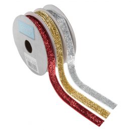 Glitter Velvet Ribbon Bundle, 10mm - 3 Colour Pack