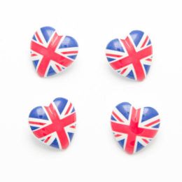Union Jack Heart Buttons - 5 Piece Pack