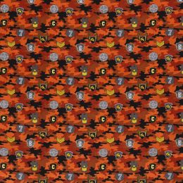 Cotton Print Fabric | Camouflage Badges Terracotta