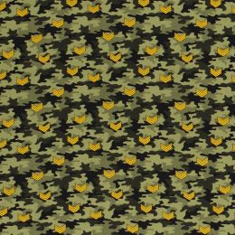 Cotton Print Fabric | Camouflage Chevron Green