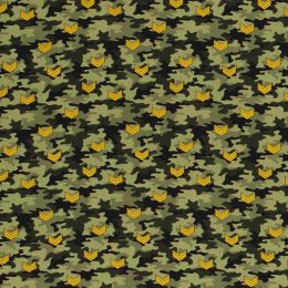 Cotton Print Fabric | Camouflage Chevron Green
