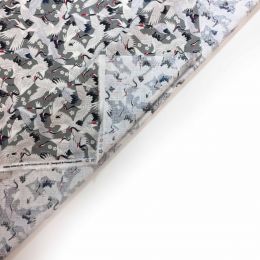 Imaza Cotton Fabric | Flock Of Cranes Grey