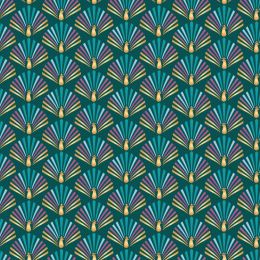 Stitch It, Festive Peacock Fabric | Fan Tail Green