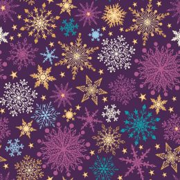 Stitch It, Festive Peacock Fabric | Snow Flake Purple